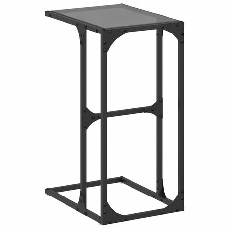 Bijzettafel met zwart glazen blad 40x30x61,5 cm staal 2