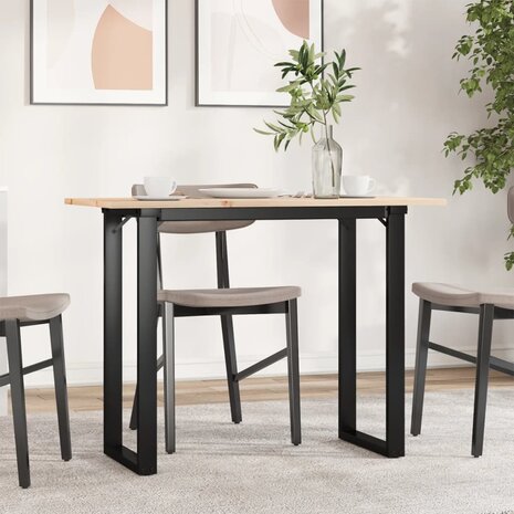 Eettafel O-frame 100x50x75 cm massief grenenhout en staal 1