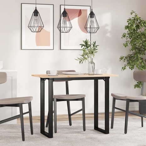 Eettafel O-frame 100x50x75 cm massief grenenhout en staal 3