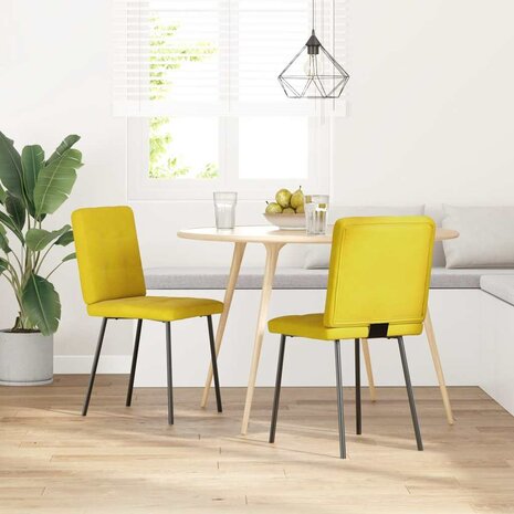 Eetkamerstoelen 2 st fluweel geel 2