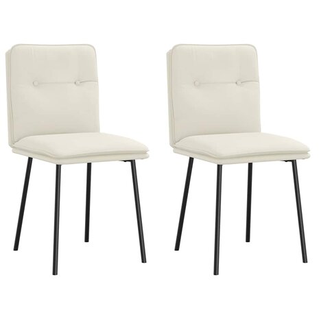 Eetkamerstoelen 2 st fluweel crèmekleurig 1