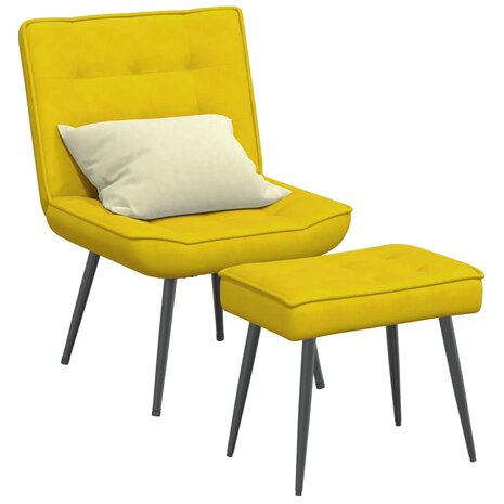 Relaxstoel met voetenbank fluweel geel 1