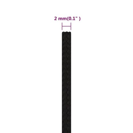 Werktouw 2 mm 100 m polyester zwart 6