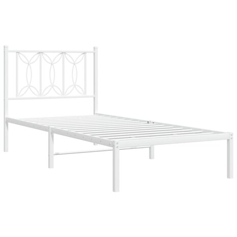 Bedframe met hoofdbord zonder matras metaal wit 75x190 cm 3