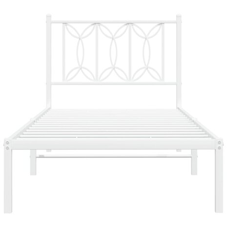 Bedframe met hoofdbord zonder matras metaal wit 75x190 cm 4