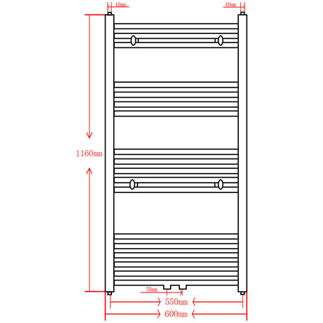 Radiator / handdoekenrek recht 600x1160 mm zwart 9
