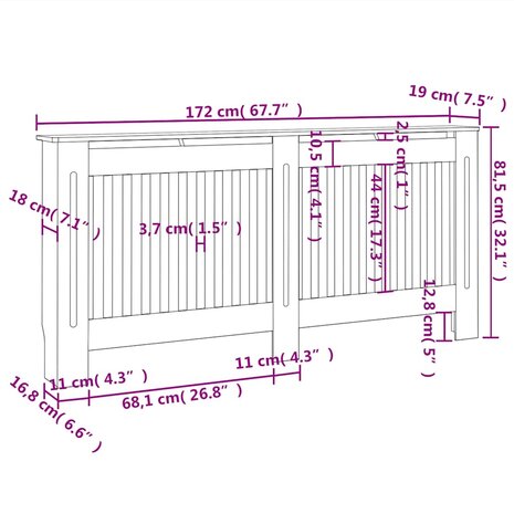 Radiatorombouw 172x19x81,5 cm MDF 9