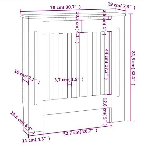 Radiatorombouw 78 cm MDF zwart 8