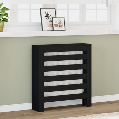 Radiatorombouw 78x20x82 cm bewerkt hout zwart 1