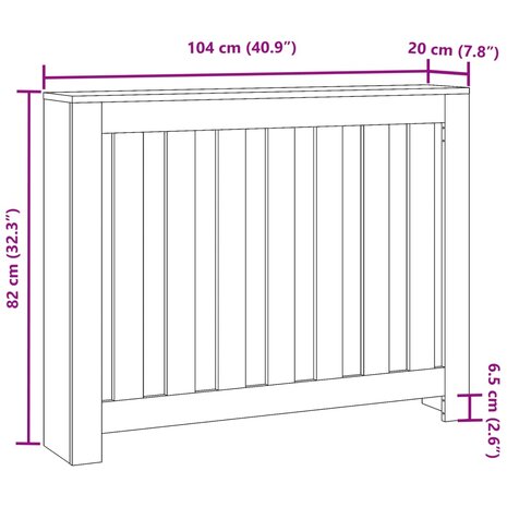 Radiatorombouw 104x20x82 cm bewerkt hout gerookt eikenkleurig 8