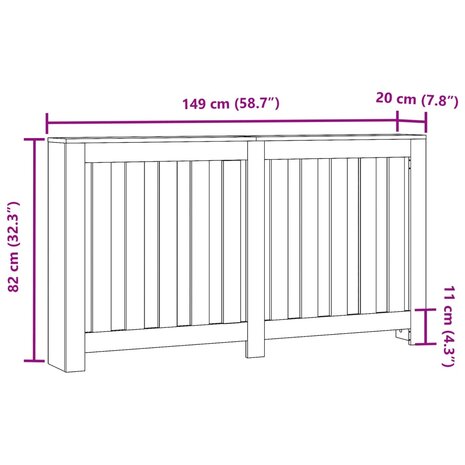 Radiatorombouw 149x20x82 cm bewerkt hout artisanaal eikenkleur 8