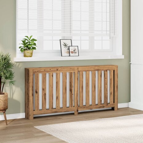Radiatorombouw 175x20x82 cm bewerkt hout artisanaal eikenkleur 1