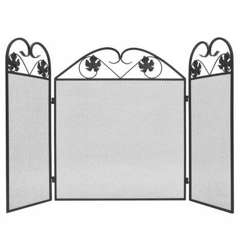 Haardscherm 3 panelen ijzer zwart 1