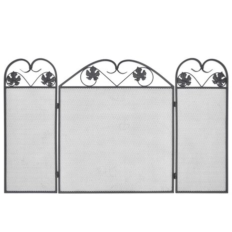 Haardscherm 3 panelen ijzer zwart 3