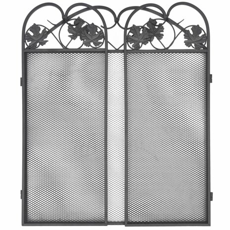 Haardscherm 3 panelen ijzer zwart 4
