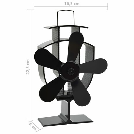 Kachelventilator met 5 vinnen zwart 8