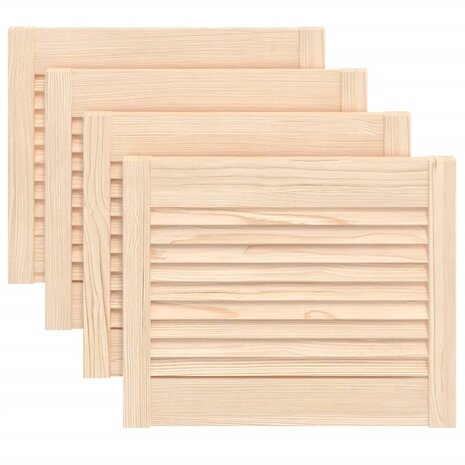 Kastdeuren met lamellen 4 st 39,5x49,4 cm massief grenenhout 2