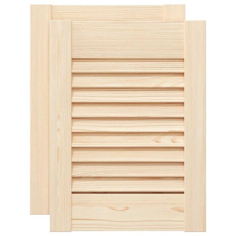 Kastdeuren met lamellen 2 st 39,5x29,5 cm massief grenenhout 2