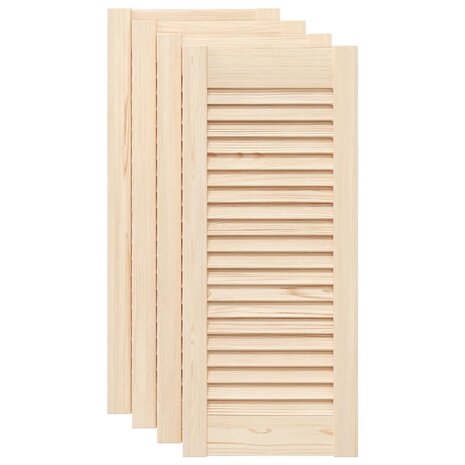 Kastdeuren met lamellen 4 st 69x29,5 cm massief grenenhout 2