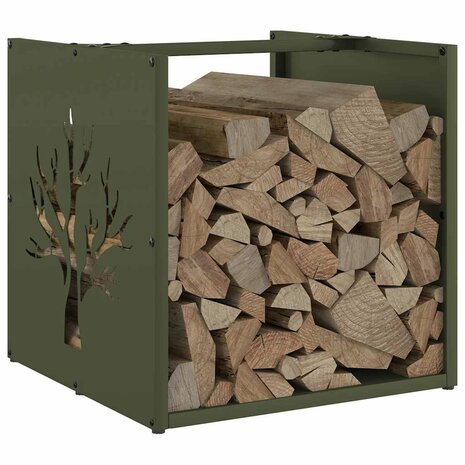 Brandhoutrek 40x40x40 cm koudgewalst staal olijfgroen 4
