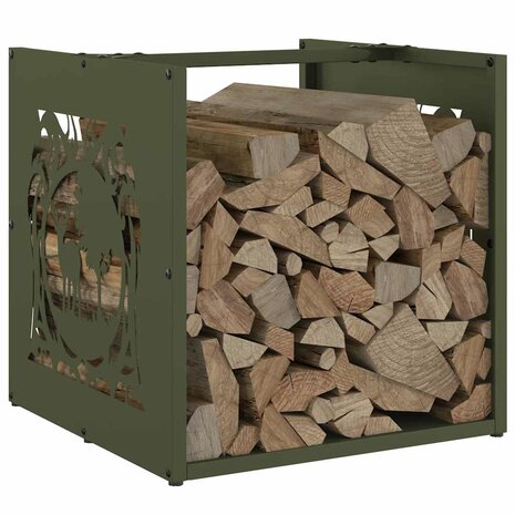 Brandhoutrek 40x40x40 cm koudgewalst staal olijfgroen 4