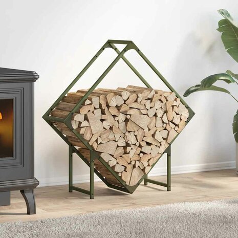 Brandhoutrek 80x25x80 cm koudgewalst staal olijfgroen 1