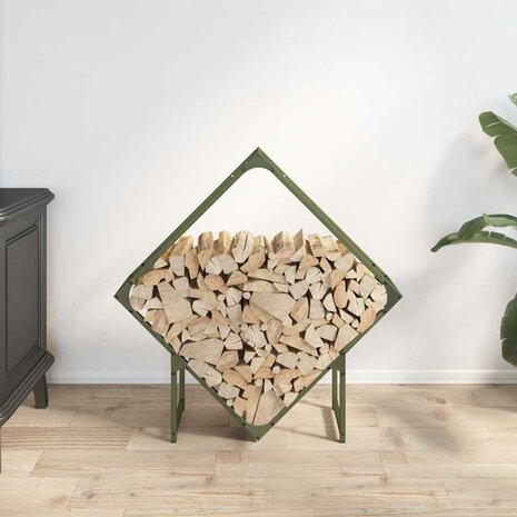 Brandhoutrek 80x25x80 cm koudgewalst staal olijfgroen 3