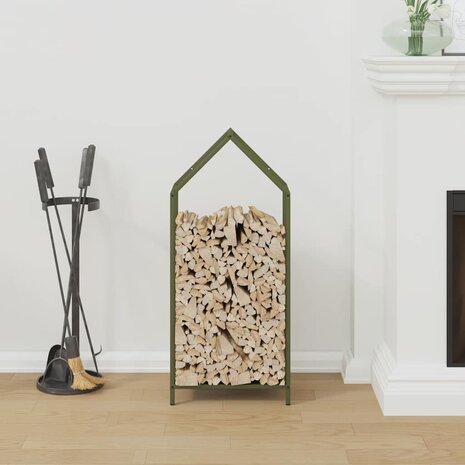 Brandhoutrek 40x25x90 cm koudgewalst staal olijfgroen 3