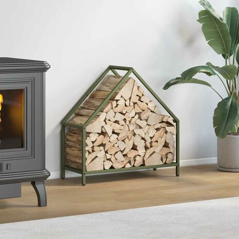 Brandhoutrek 60x25x60 cm koudgewalst staal olijfgroen 1