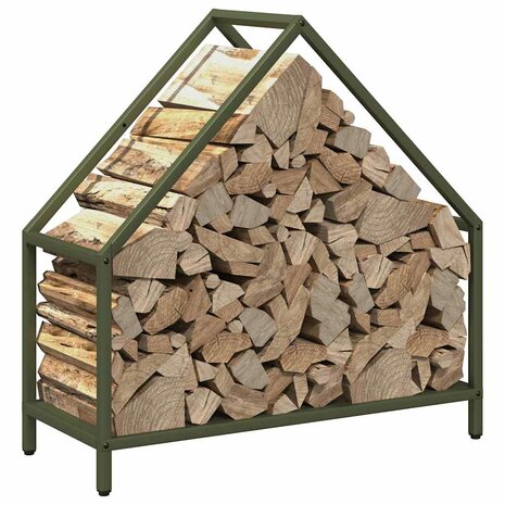 Brandhoutrek 60x25x60 cm koudgewalst staal olijfgroen 4