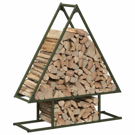 Brandhoutrek olijfgroen 80x25x90 cm koudgewalst staal 4