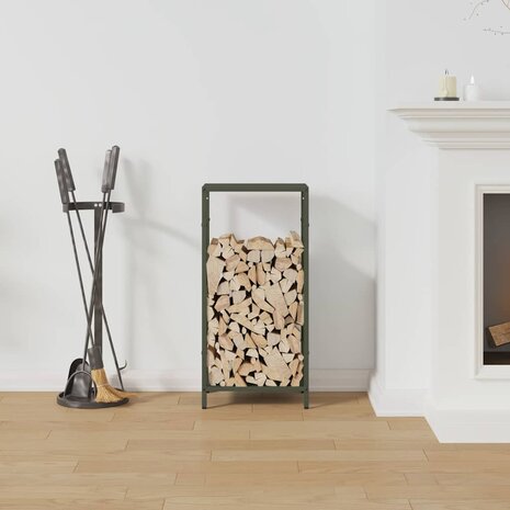 Brandhoutrek 34x25x70 cm koudgewalst staal olijfgroen 3