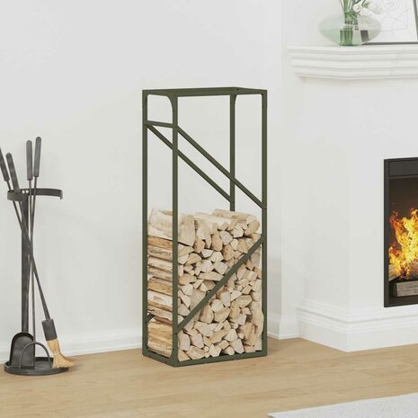 Brandhoutrek 40x25x100 cm koudgewalst staal olijfgroen 1