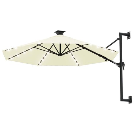 Wandparasol met LED&apos;s 300 cm zandkleurig 2