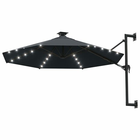 Wandparasol met LED&apos;s 300 cm antracietkleurig 2
