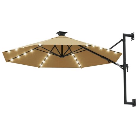 Wandparasol met LED&apos;s 300 cm taupe 2