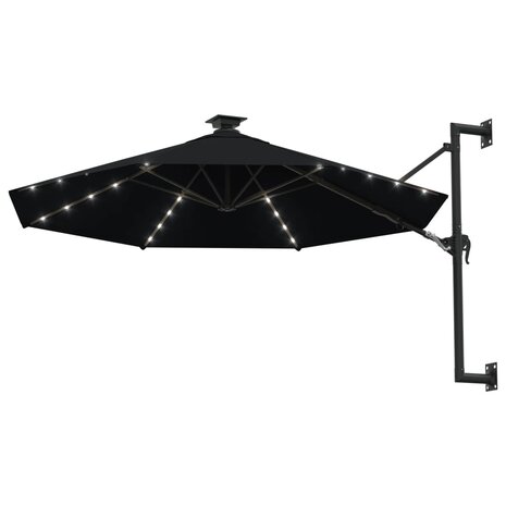 Wandparasol met LED&apos;s 300 cm zwart 2