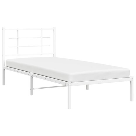 Bedframe met hoofdbord metaal wit 90x190 cm 4