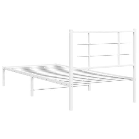 Bedframe met hoofdbord metaal wit 90x190 cm 7