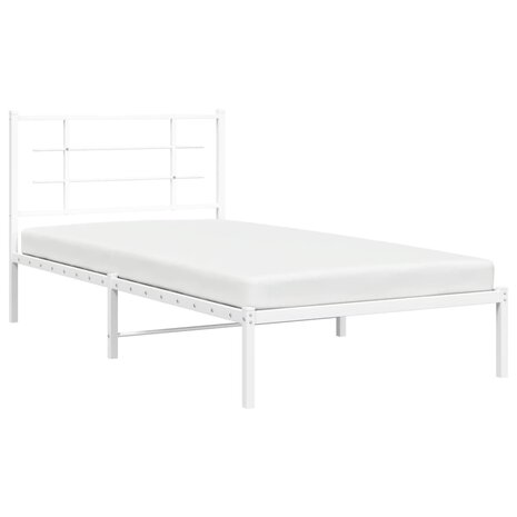 Bedframe met hoofdbord metaal wit 100x200 cm 4