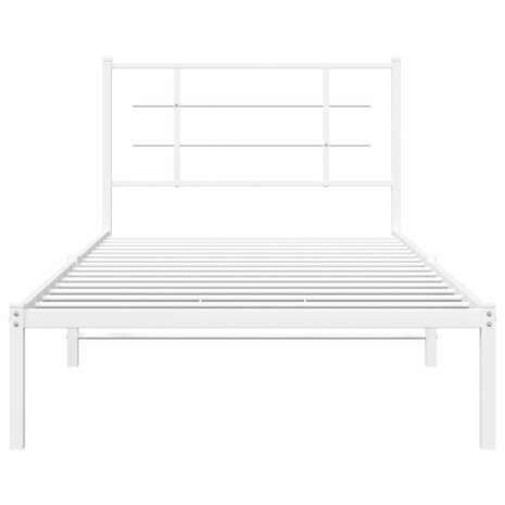 Bedframe met hoofdbord metaal wit 100x200 cm 5