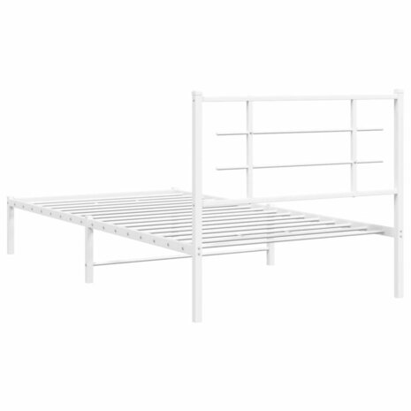 Bedframe met hoofdbord metaal wit 100x200 cm 7