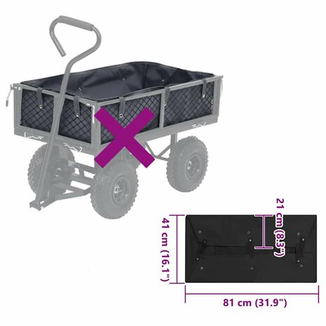 Tuinwagenvoering 81x41x21 cm stof zwart 3