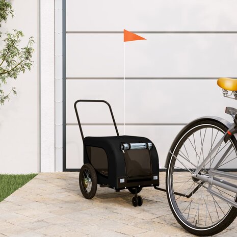 Hondenfietstrailer oxford stof en ijzer zwart 1