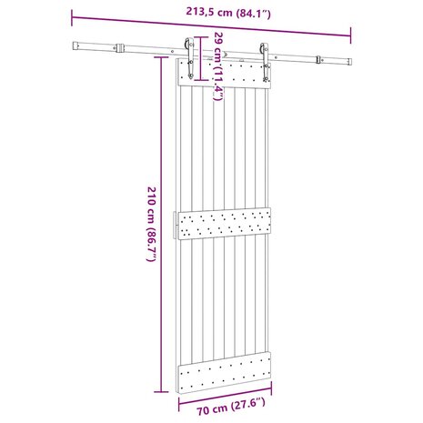 Schuifdeur met beslag 70x210 cm massief grenenhout 8