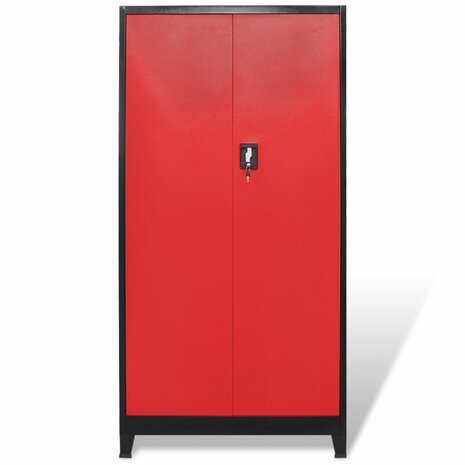 Gereedschapskast met kist 90x40x180 cm staal rood en zwart 4