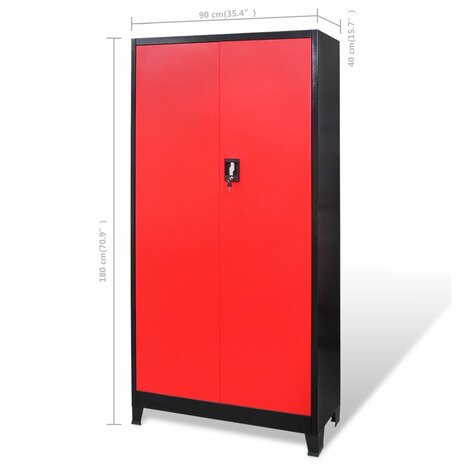 Gereedschapskast met kist 90x40x180 cm staal rood en zwart 8
