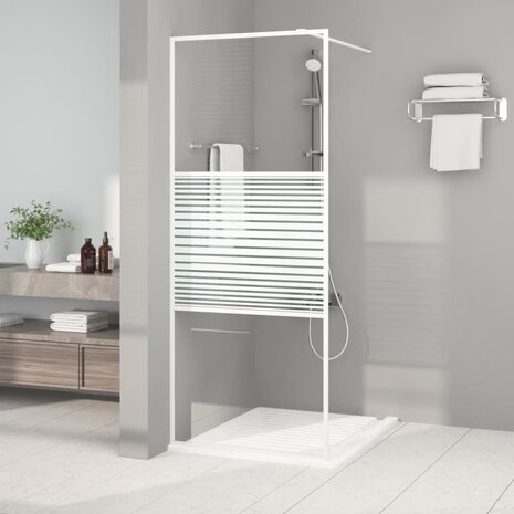 Inloopdouchewand 80x195 cm transparant ESG-glas wit 1