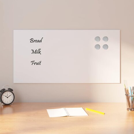 Magneetbord voor aan de wand 80x40 cm gehard glas wit 1