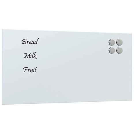 Magneetbord voor aan de wand 80x40 cm gehard glas wit 2